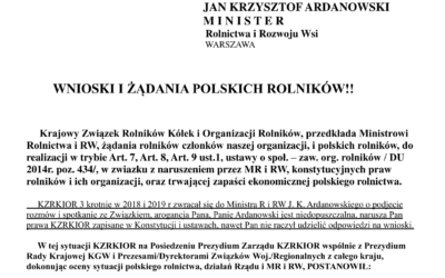 WNIOSKI I ŻĄDANIA POLSKICH ROLNIKÓW!